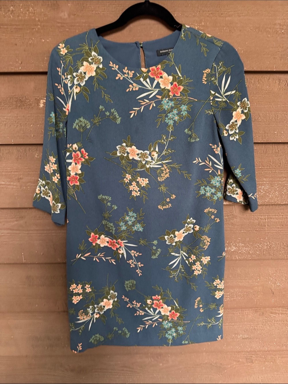 Banana Republic Slate Blue Floral Mid-Thigh Dress size 0